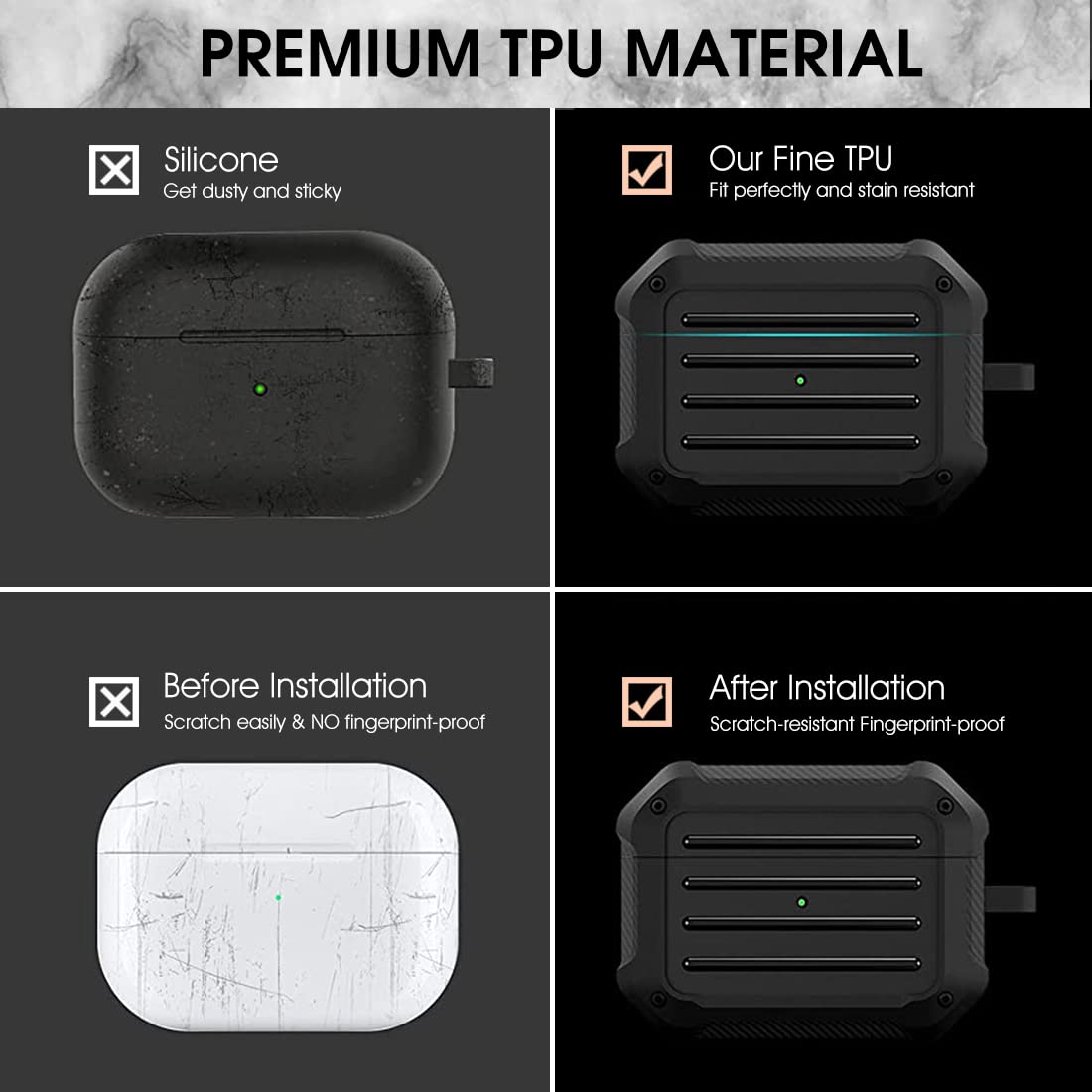 ZIBUYU Heavy Duty Protective Case for AirPods Pro C(2019) harging Case, with Carabiner Shockproof Support Wireless Charging (Black) ZIBUYU Heavy Duty Protective Case for AirPods Pro C(2019) harging Case, with Carabiner Shockproof Support Wireless Charging (Black)